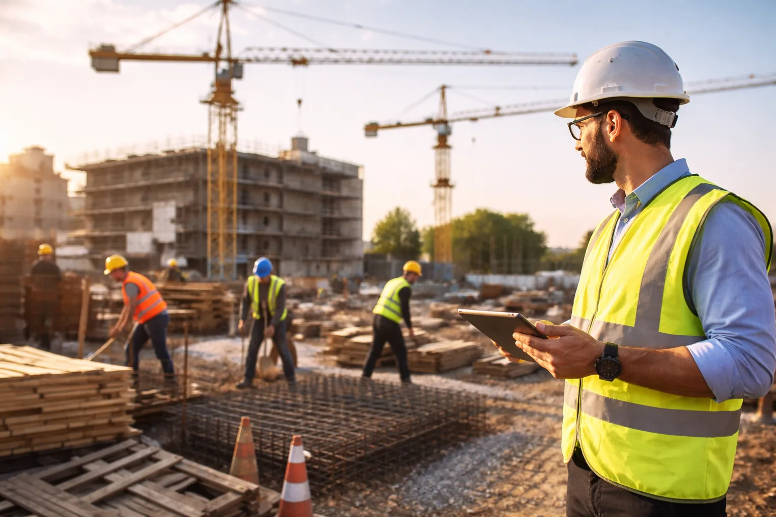 Cantiere al tramonto